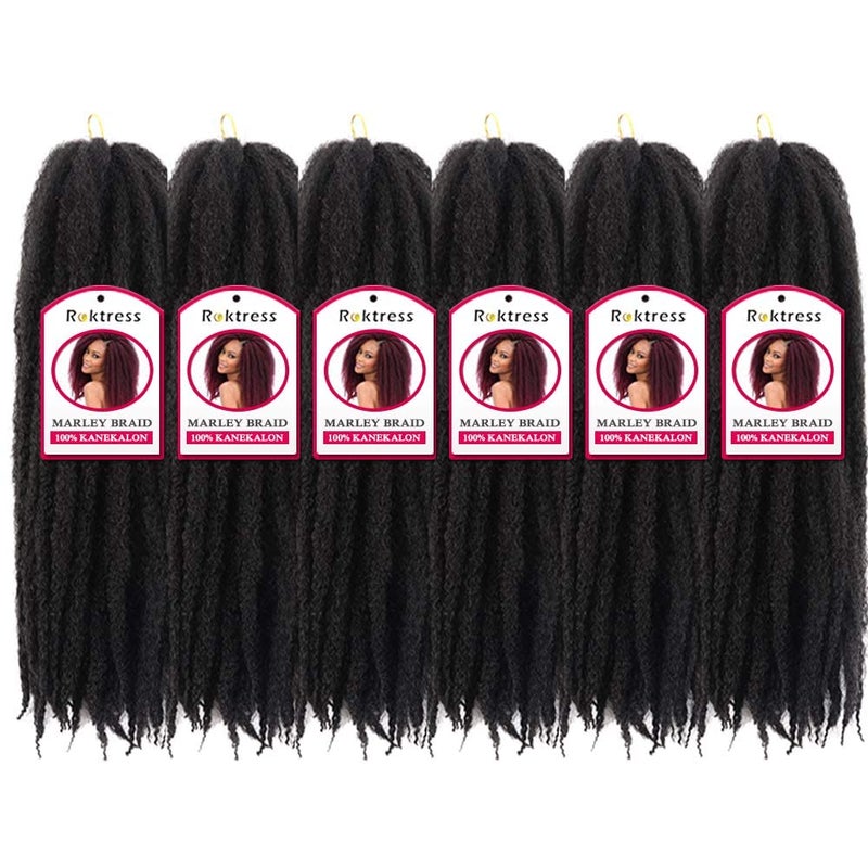 ROKTRESS Marley Twist Braiding Hair - 24 Inch, 6 Packs, Afro, Faux Locs, Spring Twist, Butterfly Locs, Synthetic - Image 2
